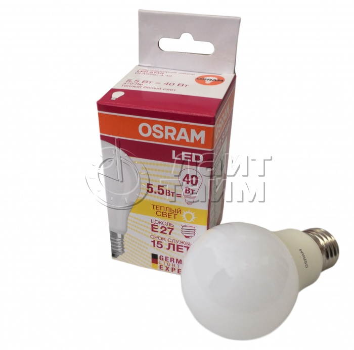 4052899971516 LS CLA 40 5,5W/827 (=40W) 220-240V FR E27 470lm 240° 15000h традиц. форма OSRAM LED-лампа